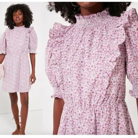 Tuckernuck x Hyacinth House Mini Dress Ruffle Floral Periwinkle Purple New Small - Picture 1 of 11